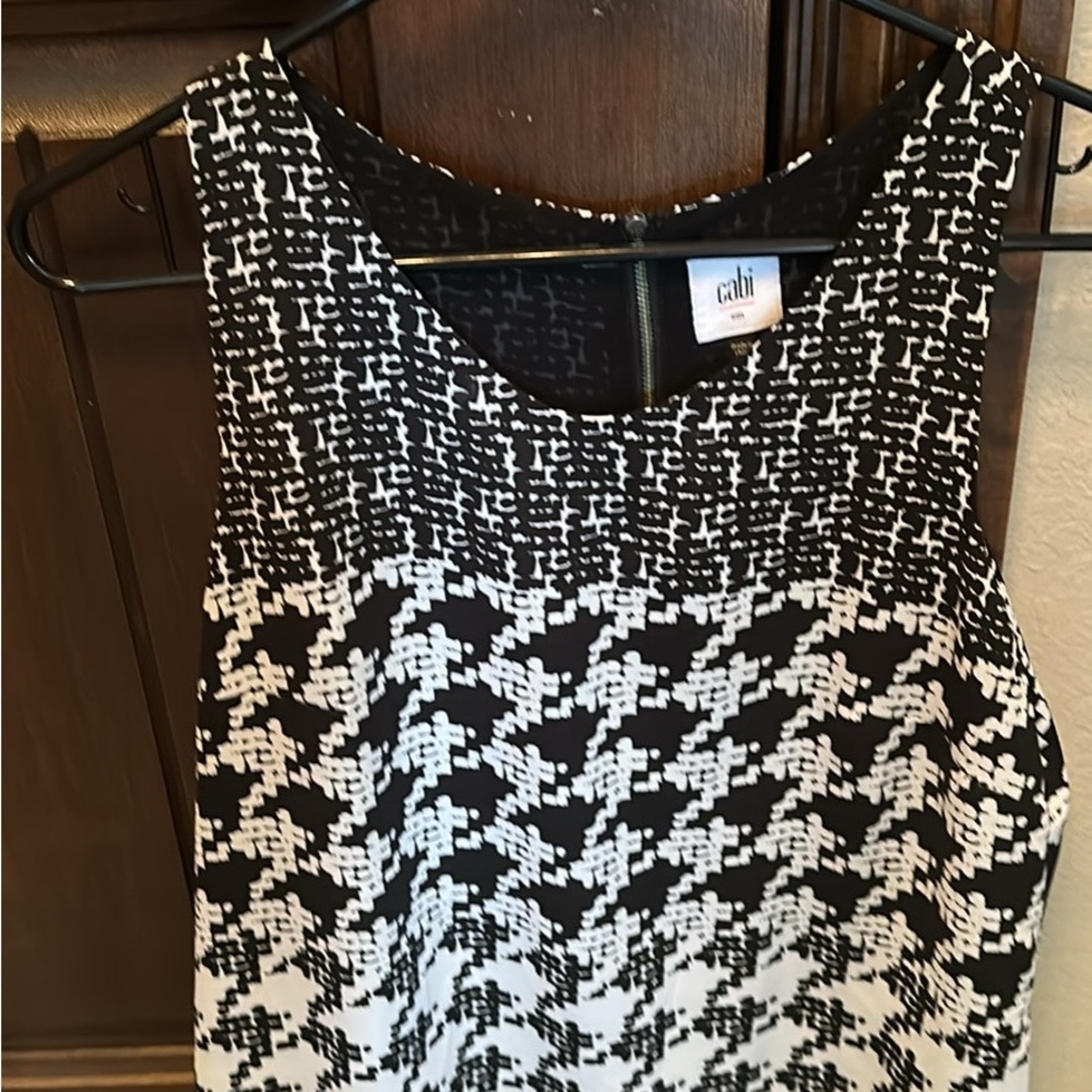 CAbi Monochrome Houndstooth Sleeveless Top